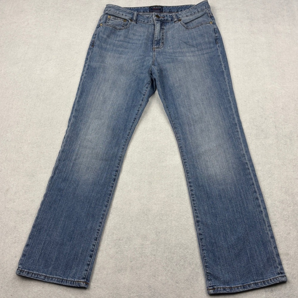 Chaps Denim Jeans Womens 10 Blue Madden Straight Leg Mid Rise Stretch Pants